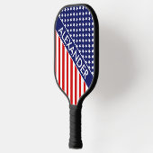 Raquette De Pickleball Couleurs DYI, Drapeau Étoiles Grilles Rouge Blanc (Gauche)