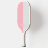 Raquette De Pickleball Couleurs Monogramme Rose & Blanc (Gauche)
