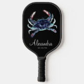 Raquette De Pickleball Crabe bleu côtier Nom Monogramme Pickleball Paddle (Verso)