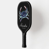 Raquette De Pickleball Crabe bleu côtier Nom Monogramme Pickleball Paddle (Gauche)