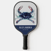 Raquette De Pickleball Crabe marin bleu bleu blanc Nom (Verso)
