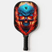 Raquette De Pickleball Crâne avec flammes Monogramme moderne (Verso)