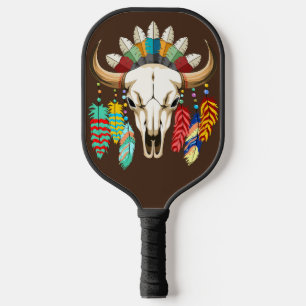 Raquette De Pickleball Crâne de Buffalo Emblème Amérindien