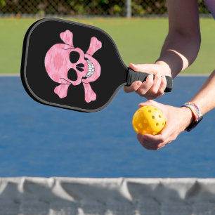 Raquette De Pickleball Crâne De Camouflage Rose Et Traverses
