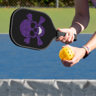 Raquette De Pickleball Crâne et os croisés à Parties scintillant violet