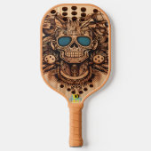 Raquette De Pickleball Crâne gravé et fleurs (Recto)