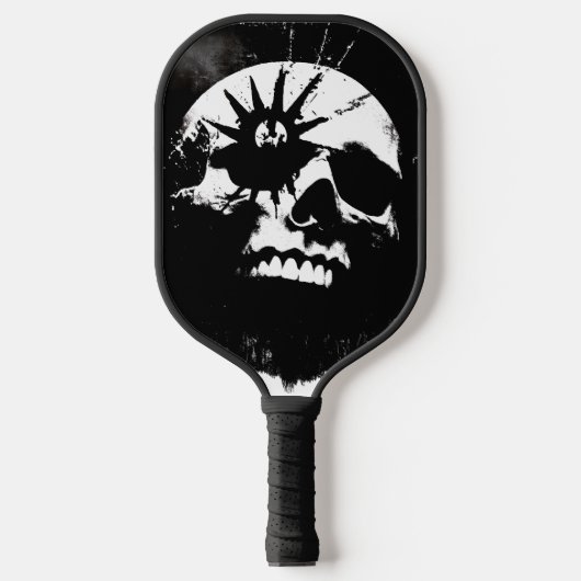 Raquette De Pickleball Crâne noir et blanc (Recto)