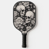 Raquette De Pickleball Crânes gothiques et monogramme Rose (Verso)