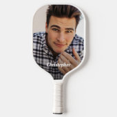Raquette De Pickleball Create Your Own Custom Photo Elegant Script (Verso)