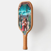 Raquette De Pickleball Crèche religieuse bleu, rouge Marie & Jésus (Gauche)