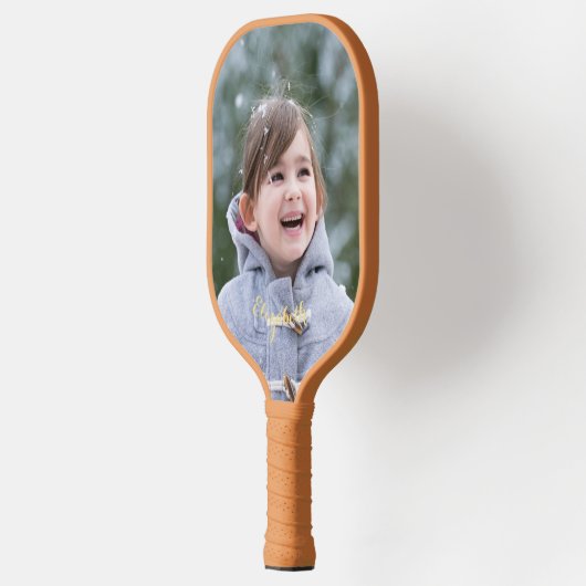 Raquette De Pickleball Créer un texte photo personnalisé monogramme (Gauche)