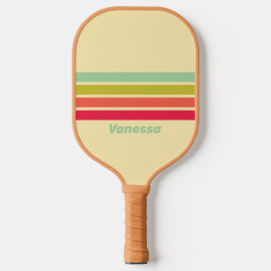 Raquette De Pickleball Crème au Beurre Murmure à travers Rayures avec Nom