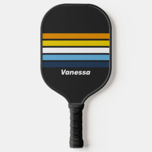 Raquette De Pickleball Crépuscule de Charbon sur Rayures avec Nom