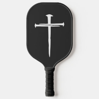 Raquette De Pickleball Croix chrétienne personnalisée à trois clous blanc