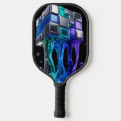 Raquette De Pickleball Cube de puzzle chromé futuriste (Verso)