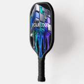 Raquette De Pickleball Cube de puzzle chromé futuriste (Gauche)