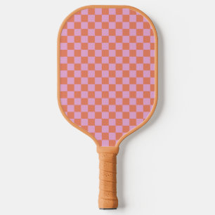 Raquette De Pickleball Cuisine amusante moderne Checkerboard Coral rose G