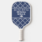 Raquette De Pickleball Custom Beach House Marine & Motif blanc (Verso)