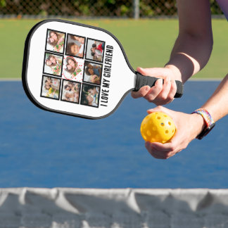 Raquette De Pickleball Custom Cute J'aime ma petite amie 9 Photo collage