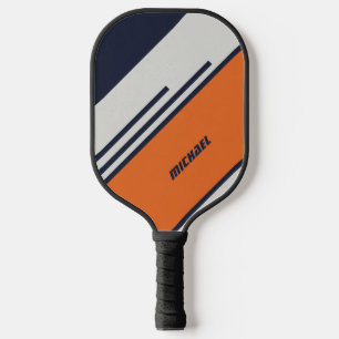 Raquette De Pickleball Customized Retro Stripes in blue orange