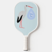 Raquette De Pickleball Cute Blue Baby Boy Stork (Verso)