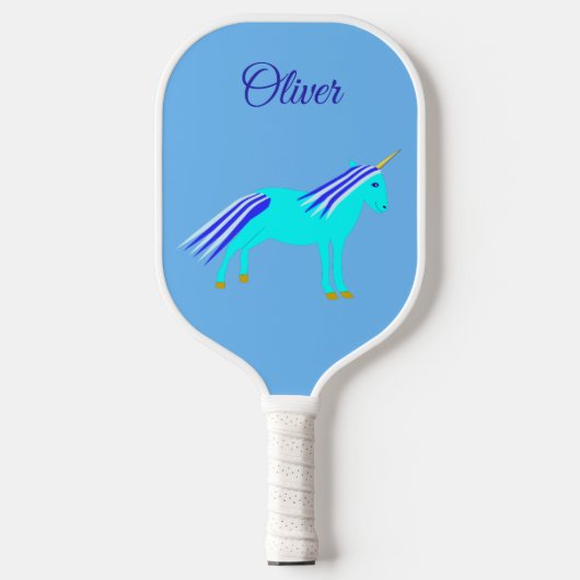 Raquette De Pickleball Cute Blue Baby Boy Unicorn Personnalisé (Recto)