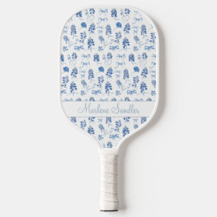 Raquette De Pickleball Cute Blue Bows Bluebonnets Fleurs Dames Coquette