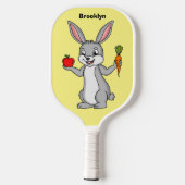 Raquette De Pickleball Cute bunny rabbit with vegetables (Verso)