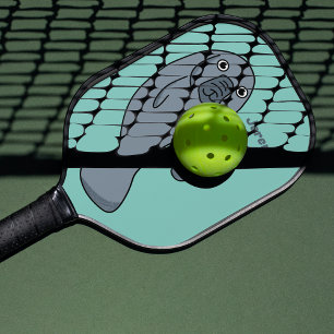 Raquette De Pickleball Cute Cartoon Manatee Personnalisé