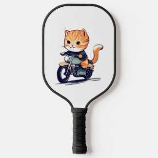 Raquette De Pickleball CUTE CAT chevauchant une motocyclette classique T-