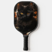 Raquette De Pickleball Cute Chat noir et Fleurs (Verso)