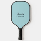 Raquette De Pickleball Cute Chic Blue Monogramme Nom complet (Verso)