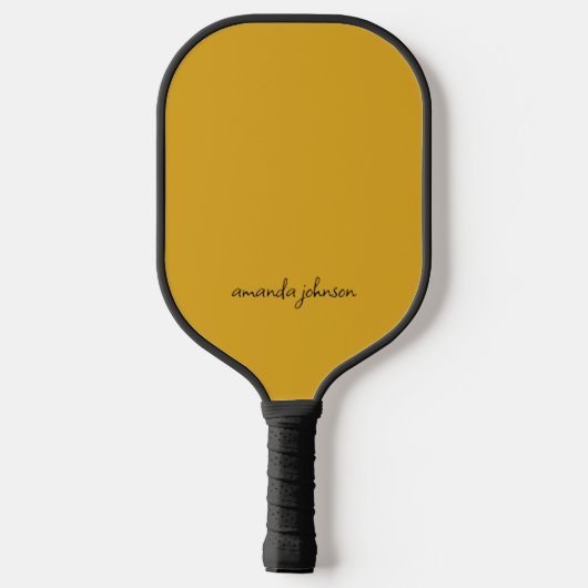Raquette De Pickleball Cute Chic Mustard Monogramme jaune (Verso)