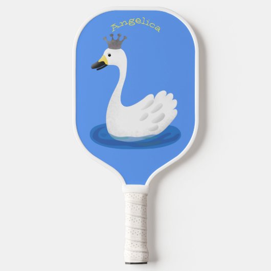 Raquette De Pickleball Cute cygne blanc avec dessin de la couronne (Recto)