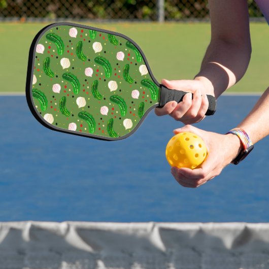 Raquette De Pickleball Cute Funny Pickles Pun Cool Unique Moderne Vert (Insitu)