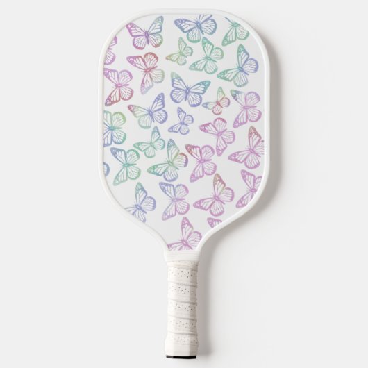 Raquette De Pickleball Cute Girly Butterfly Pastel Rainbow Ajouter Votre (Verso)