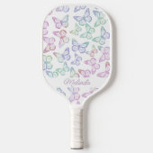 Raquette De Pickleball Cute Girly Butterfly Pastel Rainbow Ajouter Votre  (Recto)