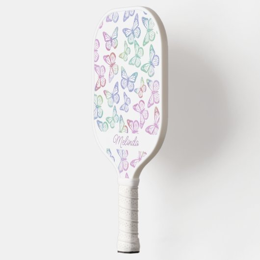 Raquette De Pickleball Cute Girly Butterfly Pastel Rainbow Ajouter Votre  (Gauche)