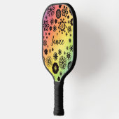 Raquette De Pickleball Cute Girly Floral Cool Rainbow Nom personnalisable (Gauche)