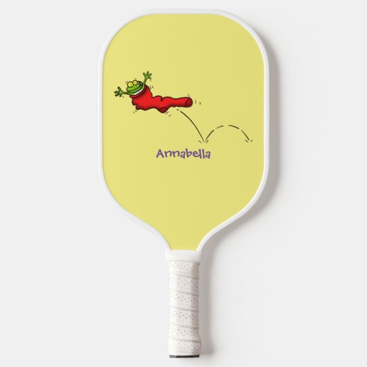 Raquette De Pickleball Cute grenouille dans une chaussette rouge saut de  (Recto)