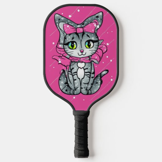 Raquette De Pickleball Cute Kawaii Kitten avec une Parties scintillant Ar (Recto)