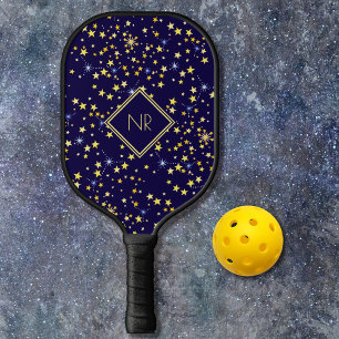 Raquette De Pickleball Cute Navy Blue Galaxy Stars Celestible Personnalis