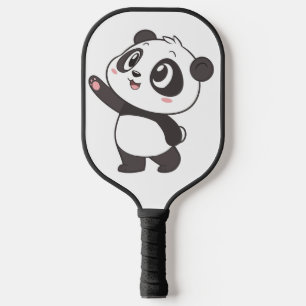 Raquette De Pickleball Cute Panda Bear Waving - Pickleball Paddle Design