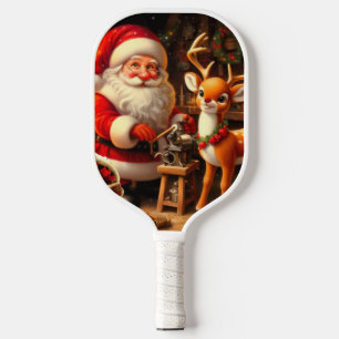 Raquette De Pickleball Cute Père Noël et Reindeer