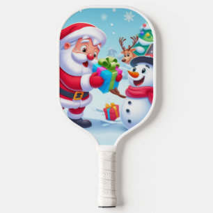 Raquette De Pickleball Cute Père Noël et Snowman