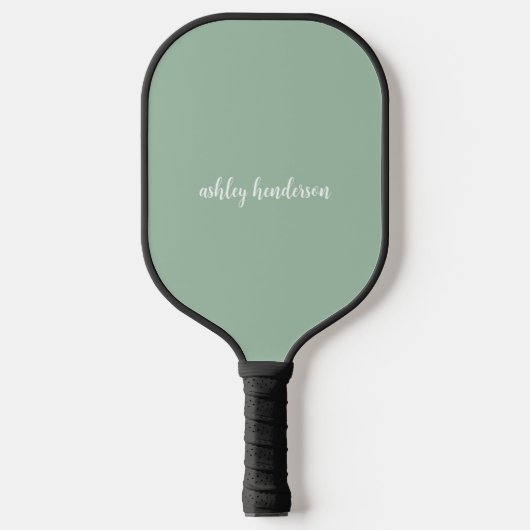 Raquette De Pickleball Cute Preppy Pastel Green Nom complet Monogramme (Recto)