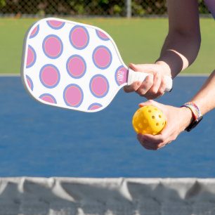 Raquette De Pickleball Cute rose bleu et orange Polka point personnalisé