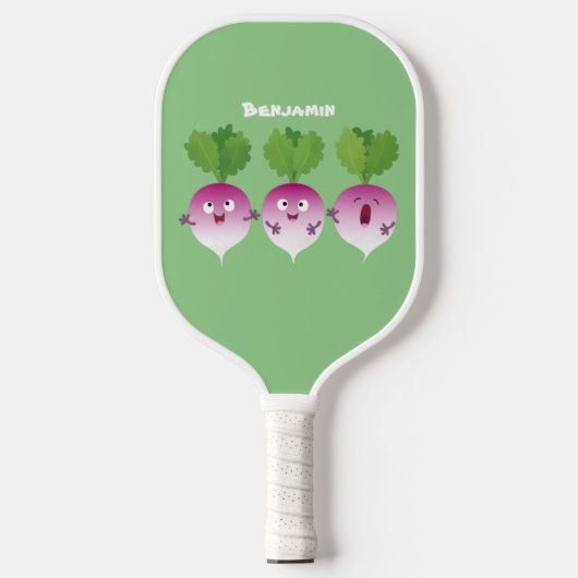 Raquette De Pickleball Cute turnip légumes trio chanter dessin animé (Recto)