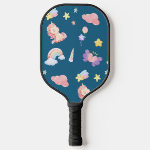 Raquette De Pickleball Cute Unicorn Rainbow motif de ballon coeur étoile