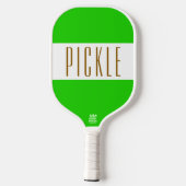 Raquette De Pickleball Cute Vibré Lime Vert Blanc PICKLE Stripes Texte (Verso)